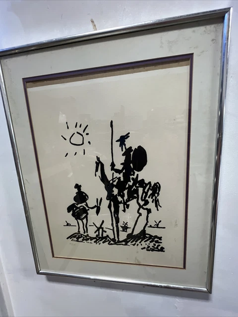 Pablo Picasso Don Quixote 1955 Black Ink Signed 82/375 Museum Lithograph Frame Pablo Picasso Don Quixote 1955 Black Ink Signed 82/375 Museum Lithograph Frame