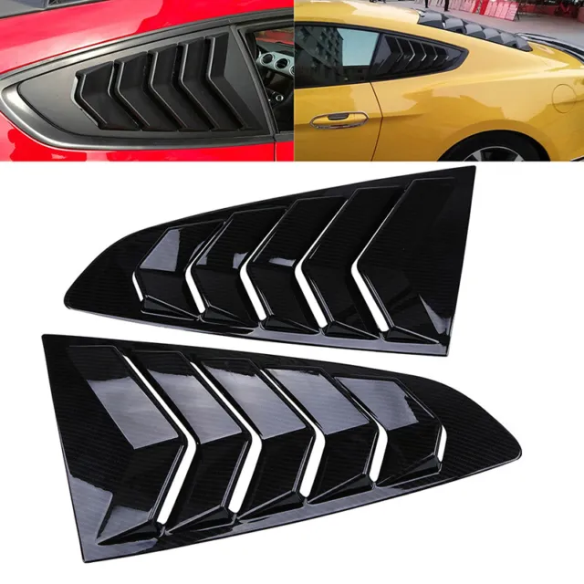 For Ford Mustang 15-20 Carbon Look Side Vent 1/4 Quarter Window Louver Scoop