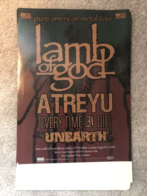 LAMB OF GOD / ATREYU / EVERY TIME I DIE Tour PROMOTIONAL POSTER Hardcore Metal