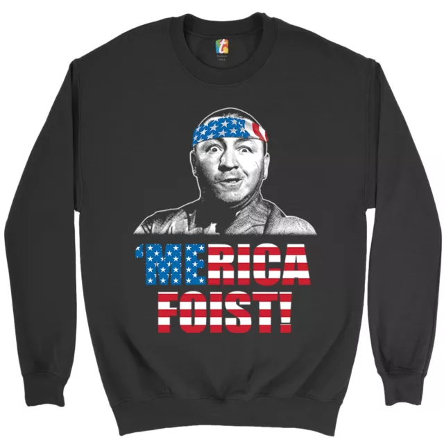 Merica Foist Sweatshirt Patriotic Curly Howard The Three Stooges USA Crewneck