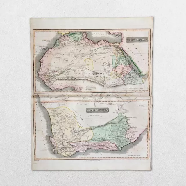 Antique 19Th Century World Atlas Map John Thomson 1814 North South Africa