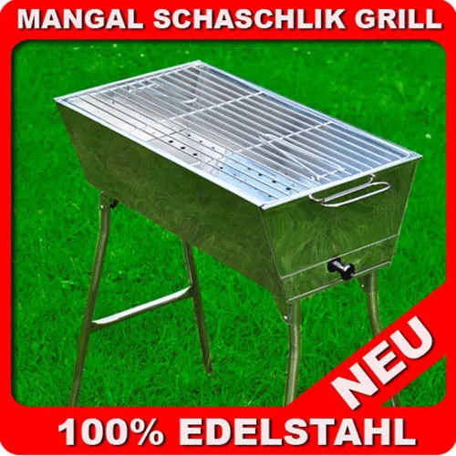 MANGAL 100% Edelstahl EURO LUX - Schaschlik GRILL + GRILLROST
