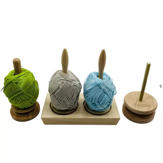Yarn Holder Wooden Spinning Spool Sewing Thread Winder Rotation Knitting Supply