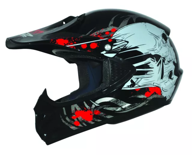 Kids Pro Kinder Motorradhelm + Brille Schwarz XXS Cross Helm MX Enduro B-Ware 2