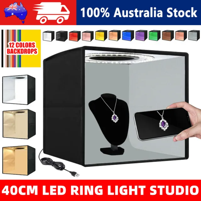 Cube Ring Light Box Backdrop 144LED 40CM Foldable Large Photography Studio Tent