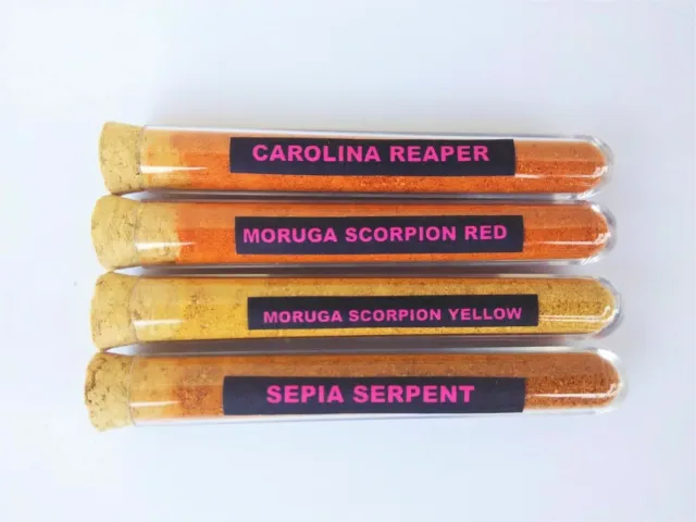 Peperoncino In Polvere 4 Flaconi Carolina Reaper, Sepia Serpent, Moruga Scorpion