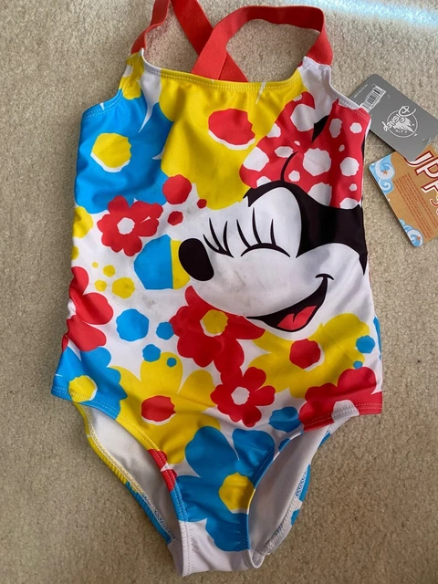 NWT Disney Store Mickey and Minnie Mouse Swimsuit Girls 1 pc UPF 50 size 7-8