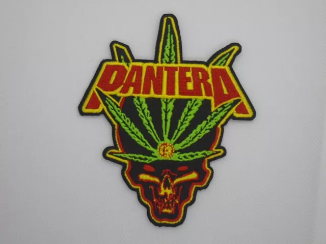 Pantera Leaf Skull Iron On Embroidered Patch