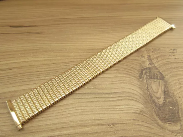 Expanding Patterned Gold Tone Stainless Steel 17mm-22mm Watch Strap Band