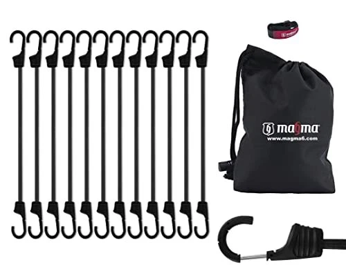 Magma Set de 12 Tendeur Elastique avec Crochet | Elastiques Résistants pour Vélo