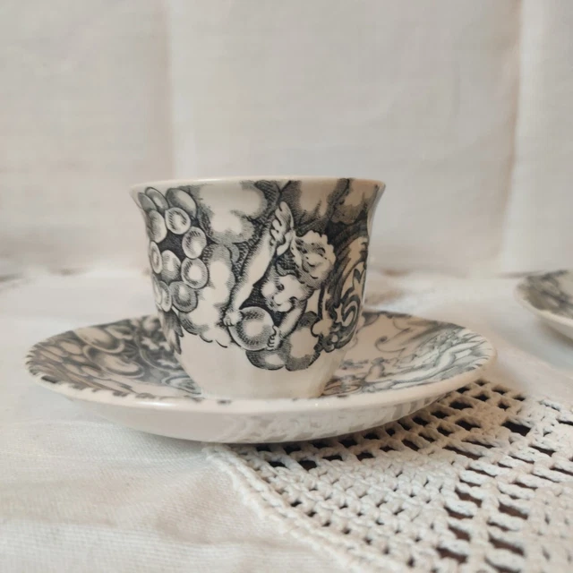 Grand Plat Ovale Geneviève Lethu Gueules D'Amour - Angelots Putti Fruits - Porcelaine