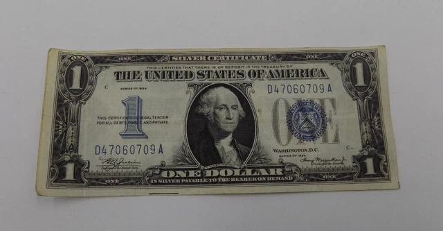 1934 $1 One Dollar Silver Certificate "Funny Back" Blue Seal Note (522)