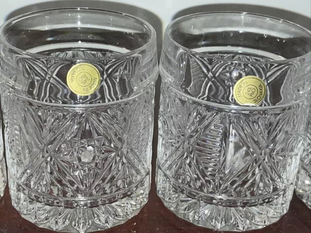 Oxford Crystalex 4 PC Bohemia 24% Cut Crystal Double Old Fashioned Glasses Star 3