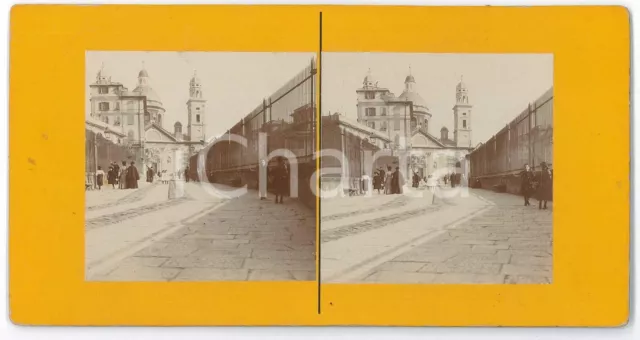1900 ca GENOVA Basilica S. MARIA ASSUNTA IN CARIGNANO *Foto stereoscopica RARA 1