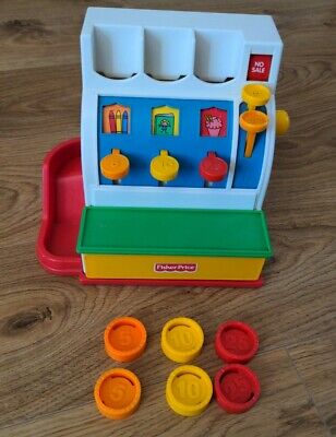 Vintage 1994 Retro Fisher Price Cash Register Till Complete 6 Six Coins Working