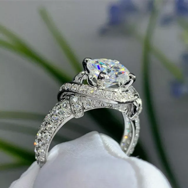 1.50Ct Round Cut Lab Created Diamond Wedding Ring 14K White Gold Plated Sliver