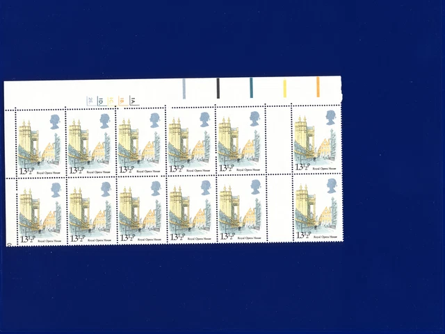 1980 SG1122 131⁄2p Royal Opera House W451 blocco cilindri grondaia (12) nuovo di zecca umm lbcj
