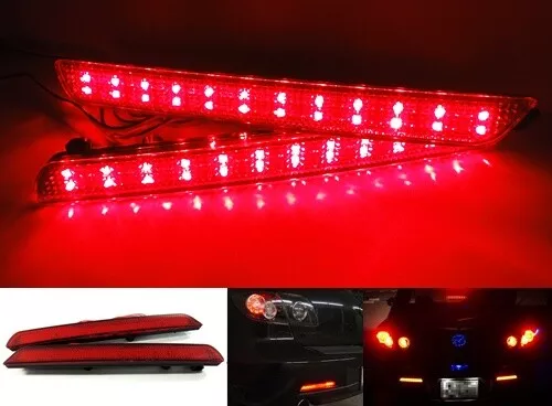 2x Red Bumper Reflector LED Stop Brake Light For 2004-09 Mazda 3 BK Mazda3 Axela