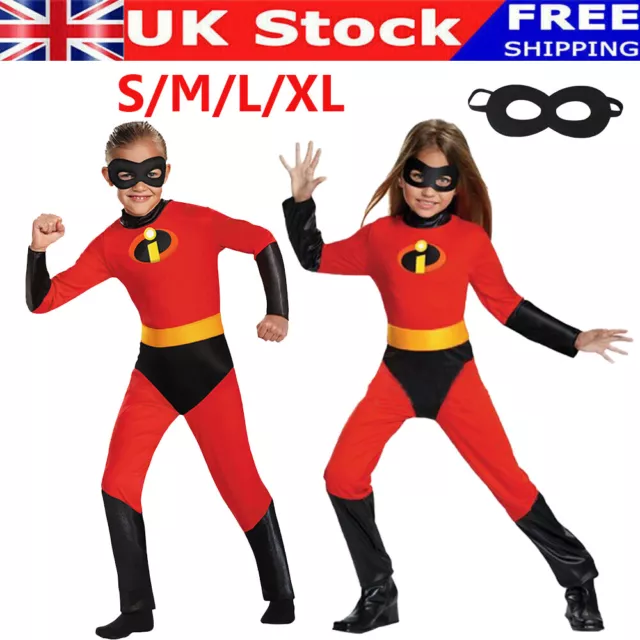 Kids Boys Girls The Incredibles Cosplay Fancy Dress Costume Party Bodysuit`