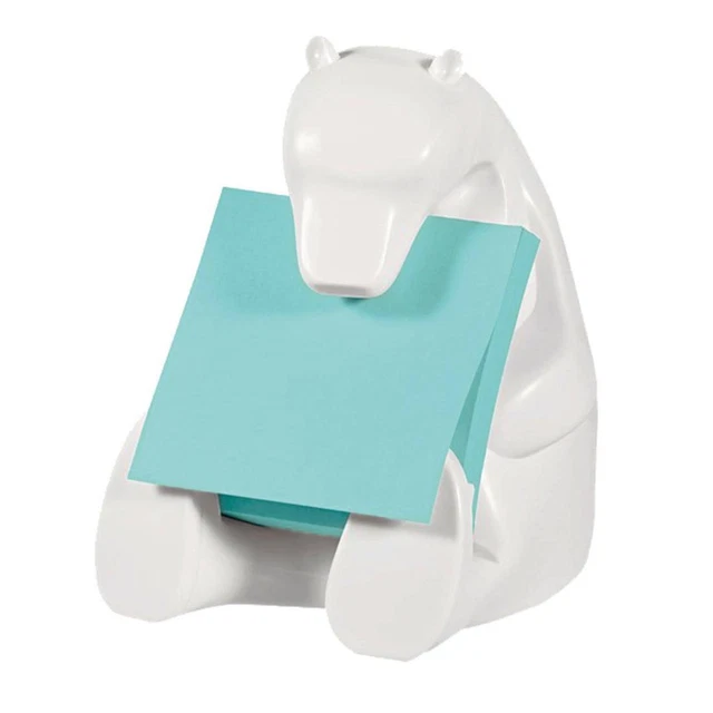 Dispenser orso bianco + ricarica Post it® Super Sticky Z Notes azzurro - BEAR-33
