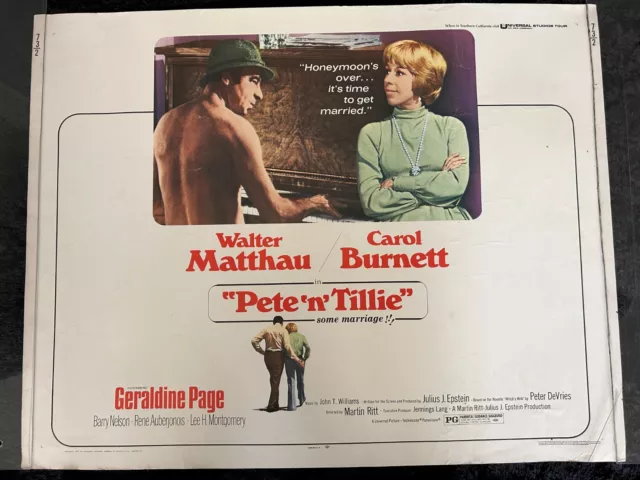 Pete "n" Tillie ORIG. 1973 22"x28" Movie Poster Carol Burnett, Walter Matthau