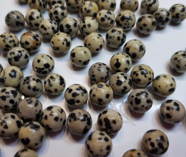 10 perles semi précieuses gemmes JASPE 8mm DALMATIEN //29
