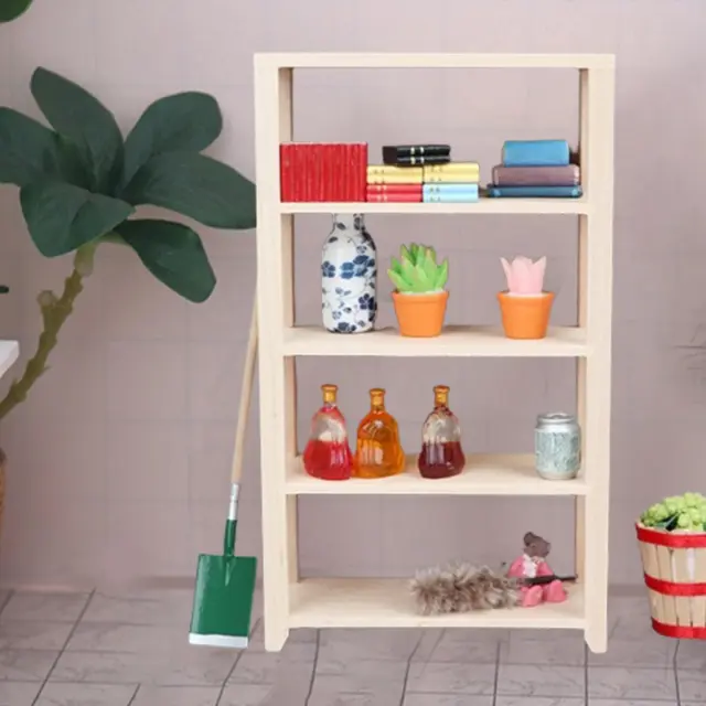 Mini Bookshelf Dollhouse Furniture for Photo Props Miniature Scene Dollhouse