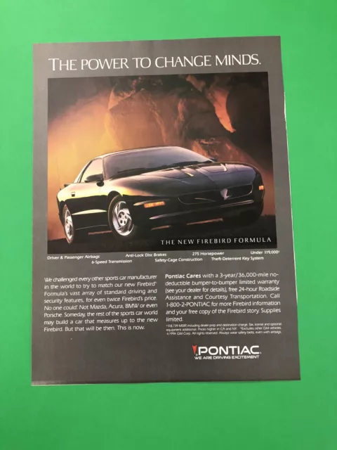 1994 Pontiac Firebird Formula Original Vintage Print Ad Advertisement