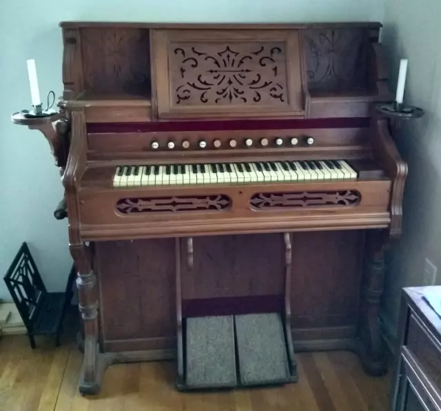 Antique Pump Organ Estey (?) Walnut/ Mahagony
