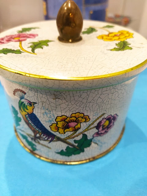Vieille Boîte En Métal Côte D'Or – Vintage Déco Fleurs Et Oiseaux, Vide - Idée Rétro