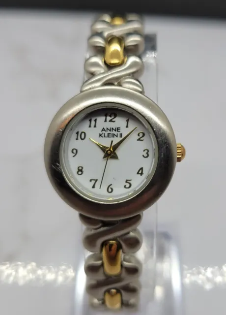Anne Klein II Vintage Silver Gold Tone Ladies Watch - Round Dial - New Battery