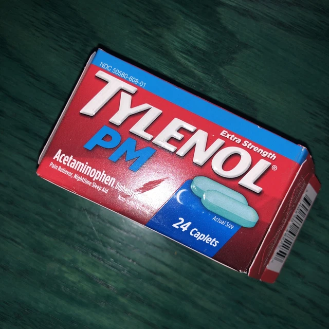 Tylenol PM Extra Strength 24 Caplets Exp:07/2024 Damaged Box New