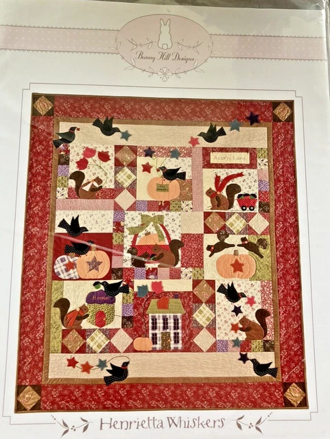 BIGOTES HENRIETTA Bunny Hill Designs #2043 patrón de edredón Anne Sutton sin usar