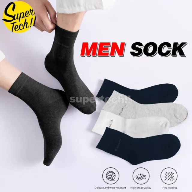 Mens Bamboo Warm Fibre Socks Odor Resistant  Black Natural Fiber Work Thick AU