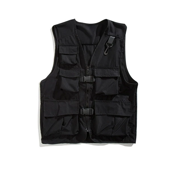 Uomo Casual Cargo Gilet Multi Tasche Zip Canotta Abbigliamento da Lavoro Pesca