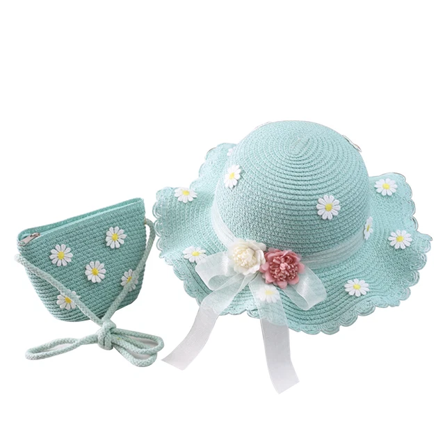 Set borsa cappello da sole fiocco all-match Marguerite ragazza cappello bella
