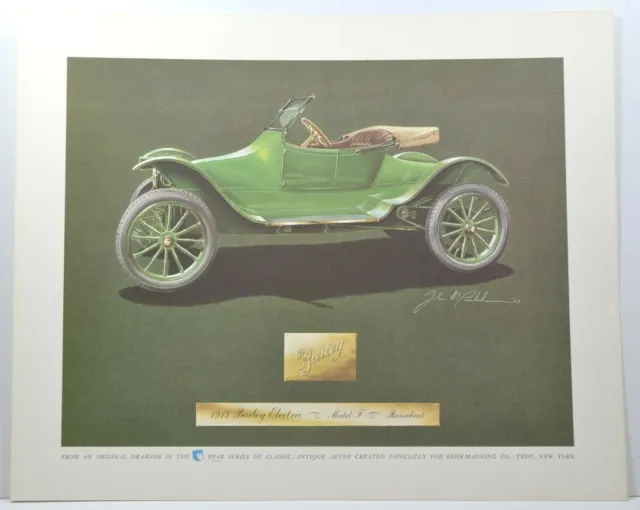 1913 Bailey Electric Model F Classic Automobile Auto Print Behr-Manning Co.