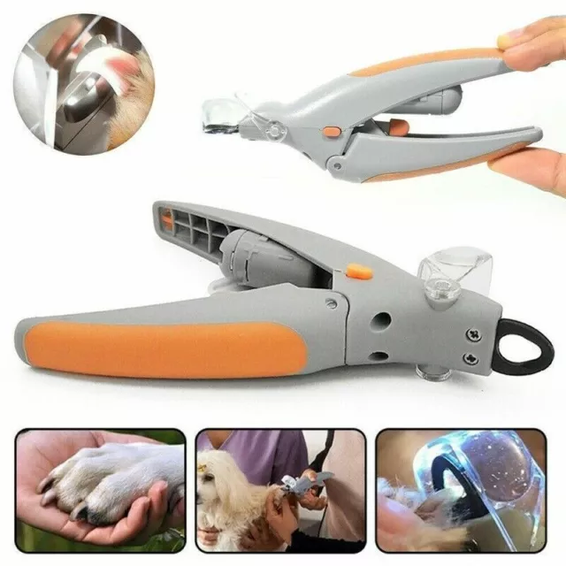 Pet Dog Cat Nail Claw Clippers Trimmer Scissors Cutters With LED Light Tool UK