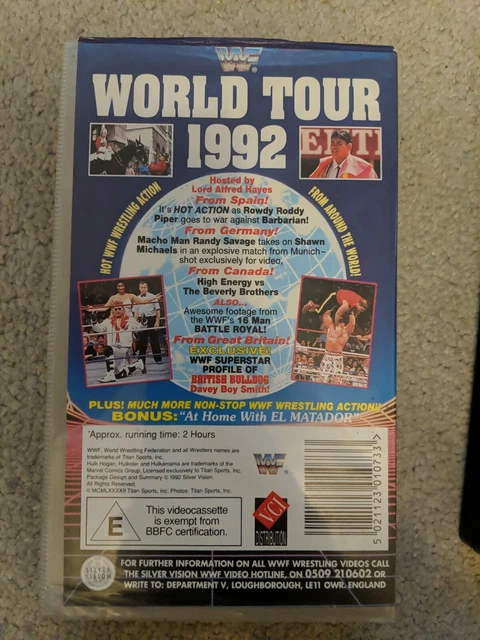 WWF WORLD TOUR 1992 VHS Tape WWE Wrestling, Randy Savage, Shawn