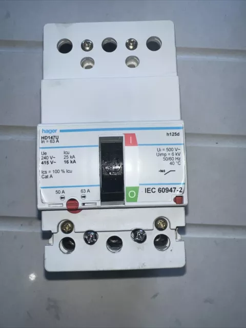 Hager HD147U h125d MCCB 63 Amp Triple Pole 63A 3 Phase Circuit Breaker