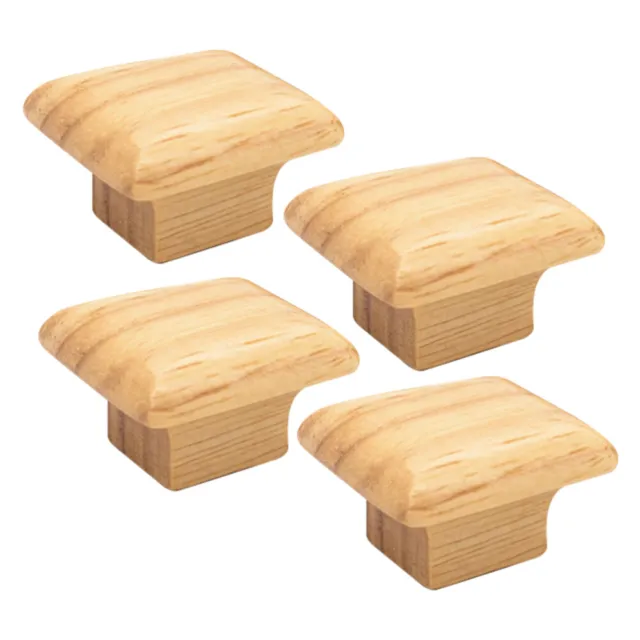 4 Pcs Wood Drawer Wooden Handle Cabinet Knob Square Cupboard Knobs