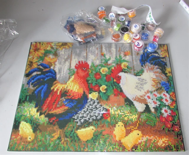 3x Diamond painting, angefangene Bilder zum fertig stellen, runde Steine.