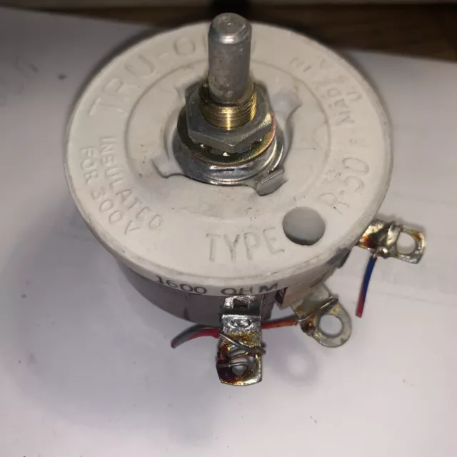 TRU-OHM Type R-50 LARGE Rheostat Potentiometer .176AMP  1600ohm used  part