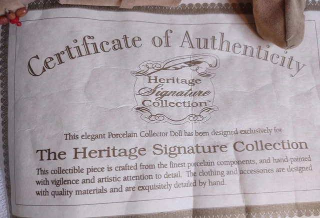 American Princess Porcelain Doll #12307 Winema Heritage Signature Collection COA 3