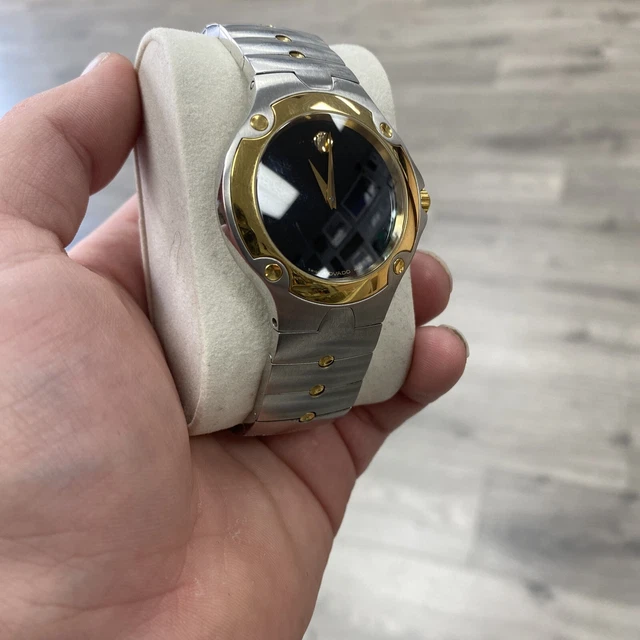 SWISS MOVADO SE 2TONE 18K GOLD STEEL MODEL# 0604484 MEN'S WATCH Sports Edition