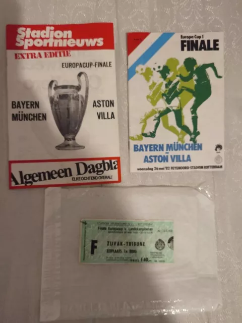 Aston Villa European cup final 1982 original ticket & x2 programmes rare job lot