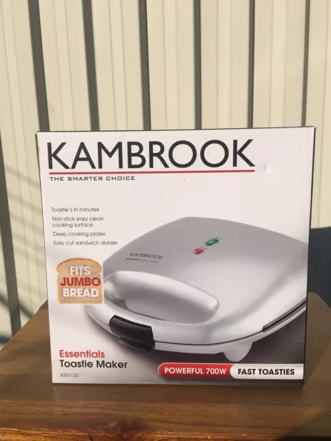 KAMBROOK Essentials Fast Double Toastie Maker KSG120 700watts BRAND NEW & IN BOX