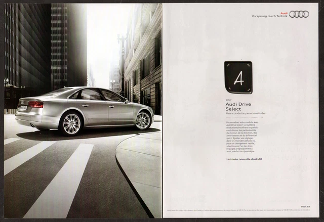 2011 AUDI A8 Vintage Original 2 pages Print AD | Silver car photo Drive Select