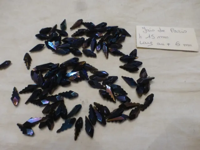 lot 100 ancienne perle en jais de paris verre noir irisé passementerie