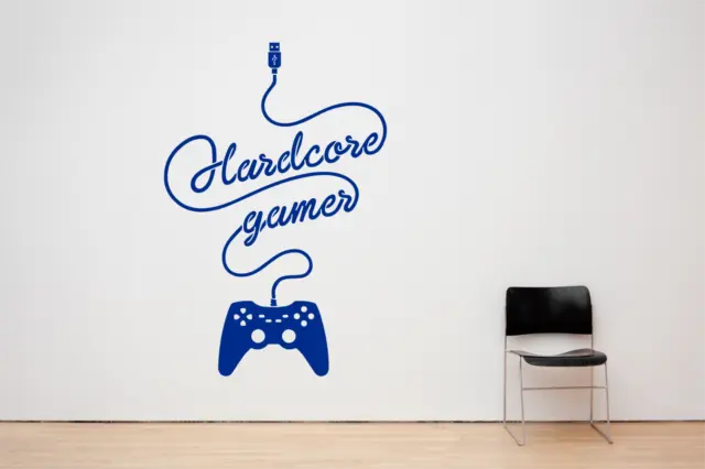 Hardcore Gamer Xbox PS4 Console Vinile Adesivo da Parete Frase. Qualsiasi Colore